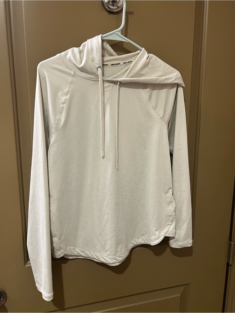 DKNY Cream Hooded Long Sleeve Top